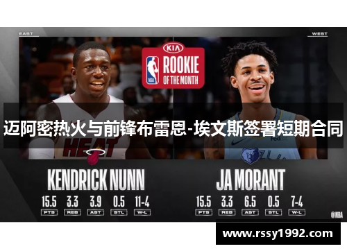 迈阿密热火与前锋布雷恩-埃文斯签署短期合同